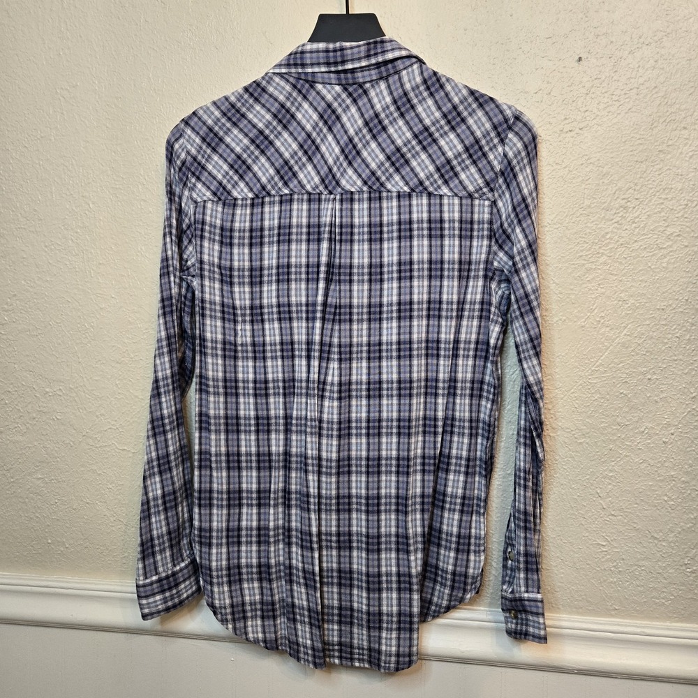 Lucky Brand Womens Small Tiny Plaid Blue Button Up Long Sleeve Pockets‎ Cowgirl - Picture 8 of 13